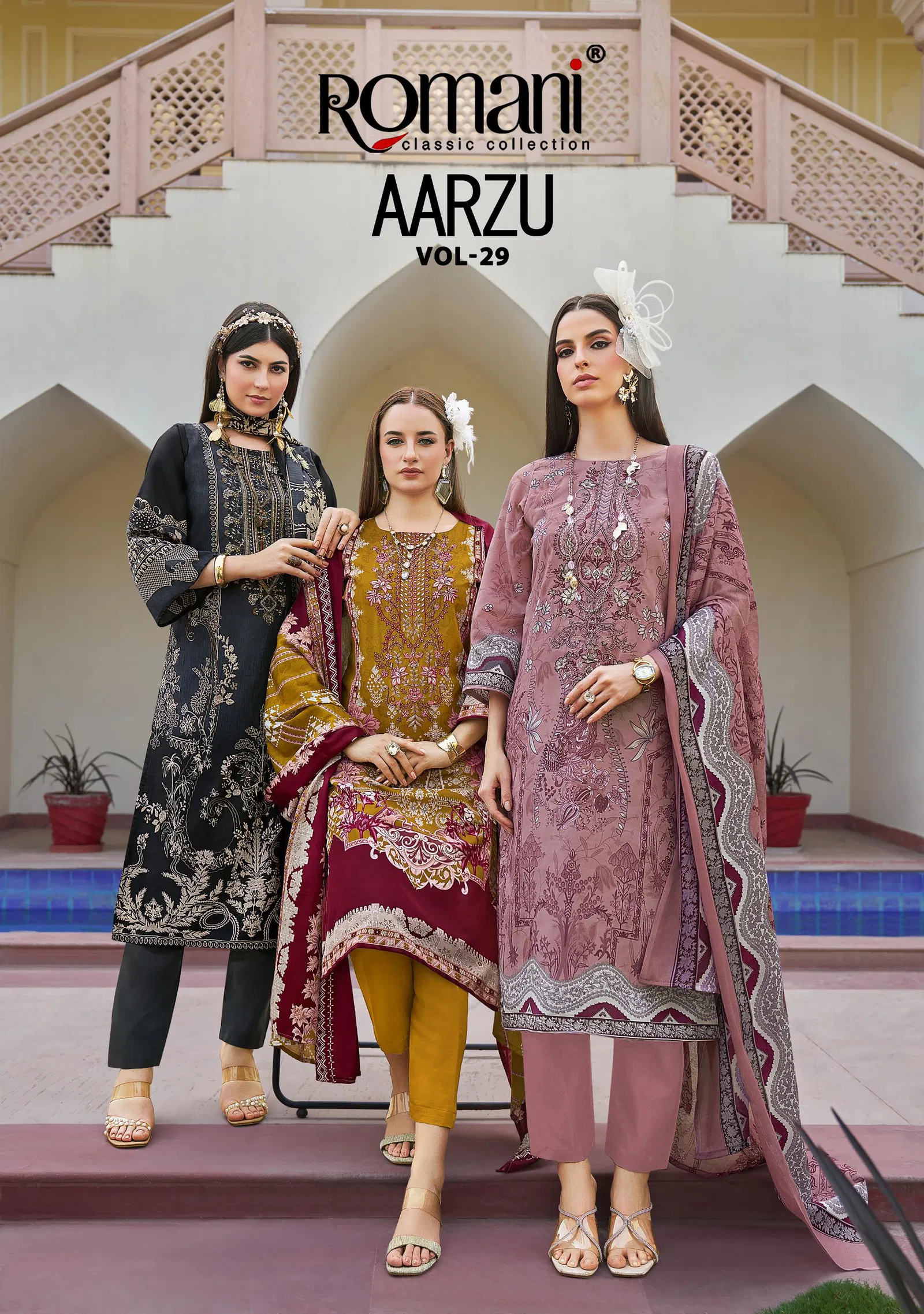 Romani Aarzu Vol 29 Soft Cotton Digital Printed With Embroidered Dress Material