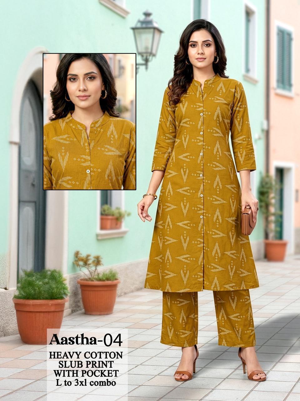 Dnp Aastha 09 And 10 Slub Cotton Kurti With Bottom