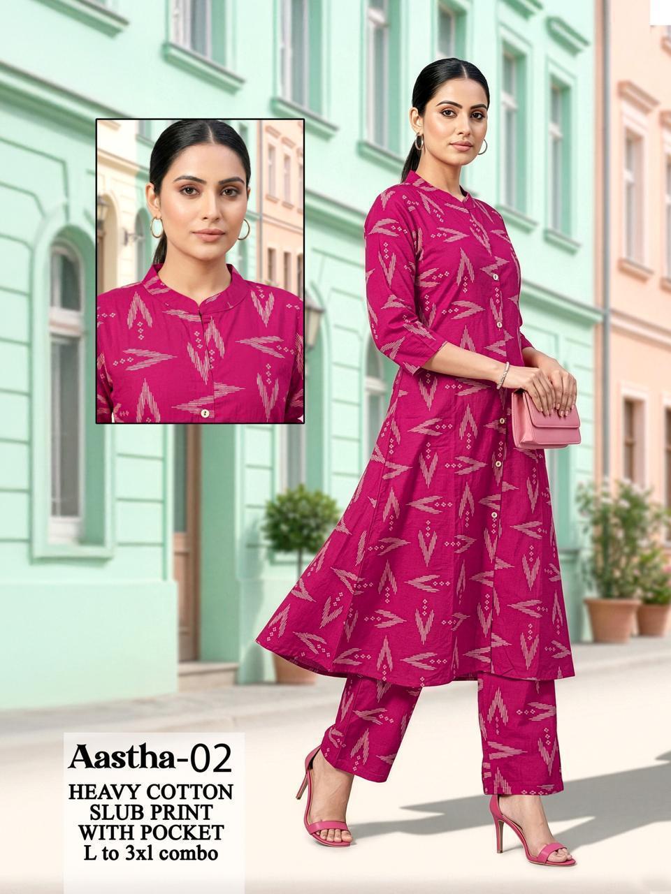 Dnp Aastha 11 And 12 Slub Cotton Kurti With Bottom