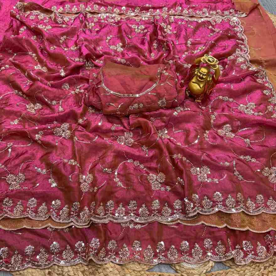Kc 951 Space Silk Sequence Beeds Worked Party Wear Saree Collection