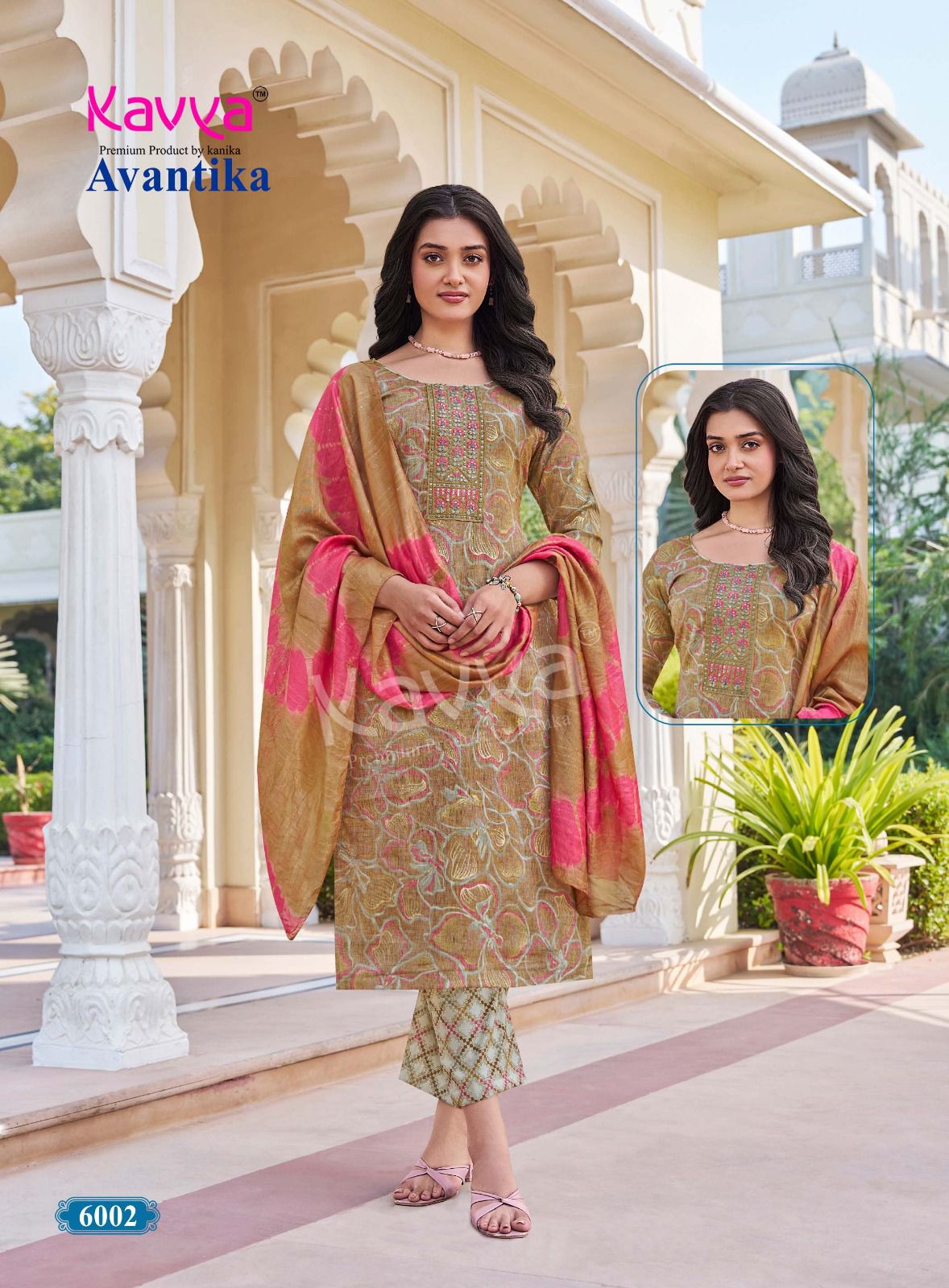 Kavya Avantika Vol 6 Capsule Foil Print With Embroidery Neck Work Kurti Bottom With Dupatta