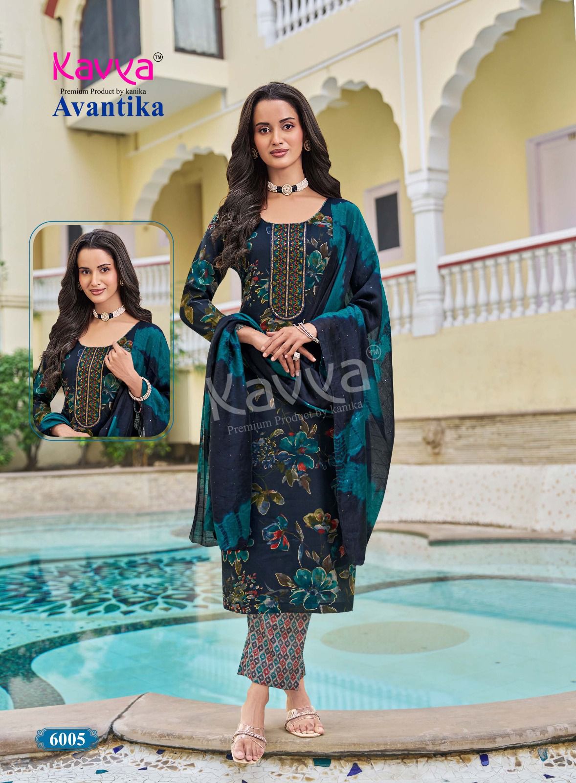 Kavya Avantika Vol 6 Capsule Foil Print With Embroidery Neck Work Kurti Bottom With Dupatta