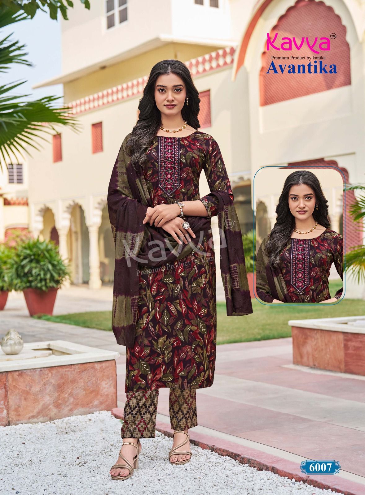 Kavya Avantika Vol 6 Capsule Foil Print With Embroidery Neck Work Kurti Bottom With Dupatta