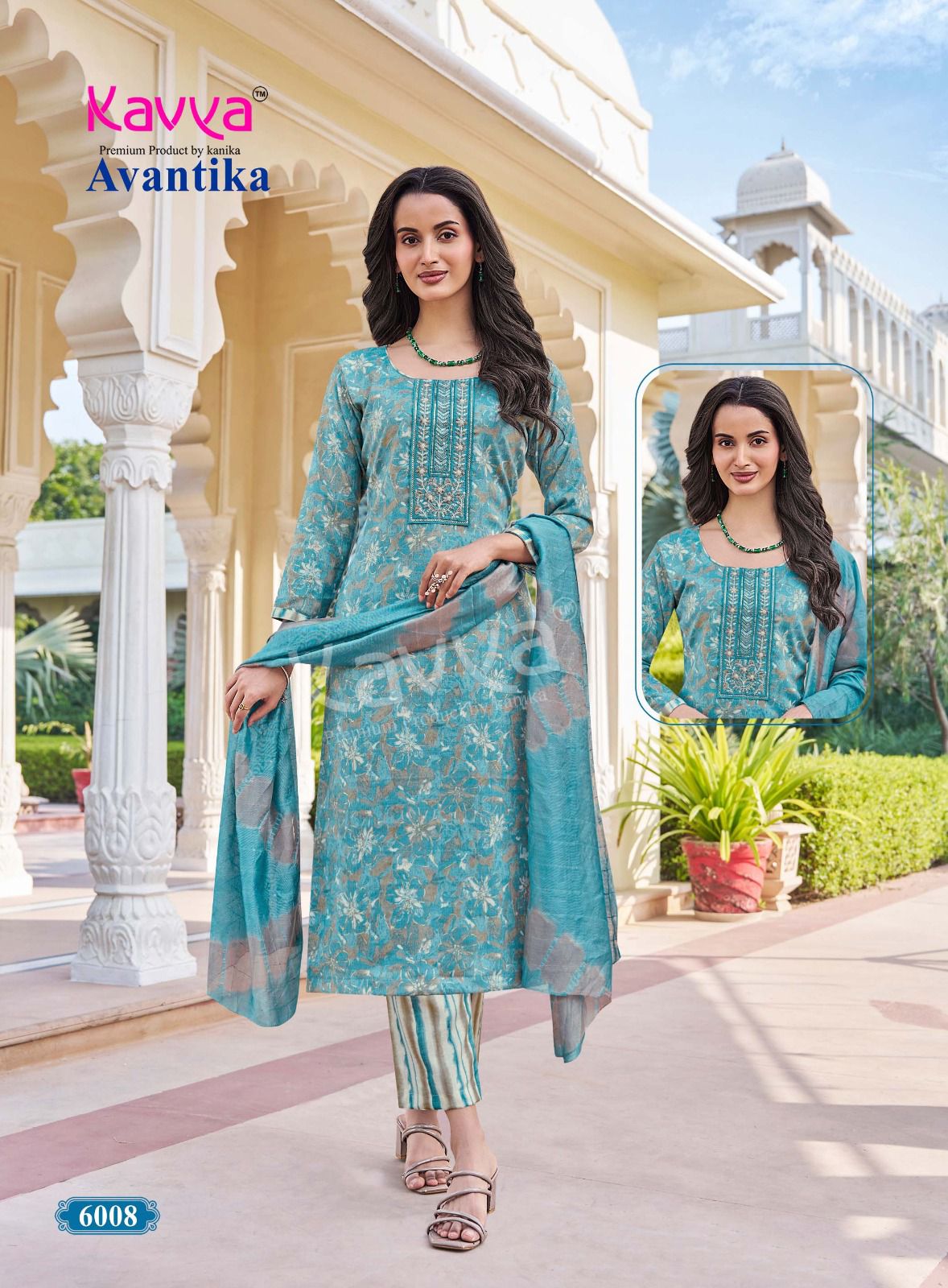Kavya Avantika Vol 6 Capsule Foil Print With Embroidery Neck Work Kurti Bottom With Dupatta