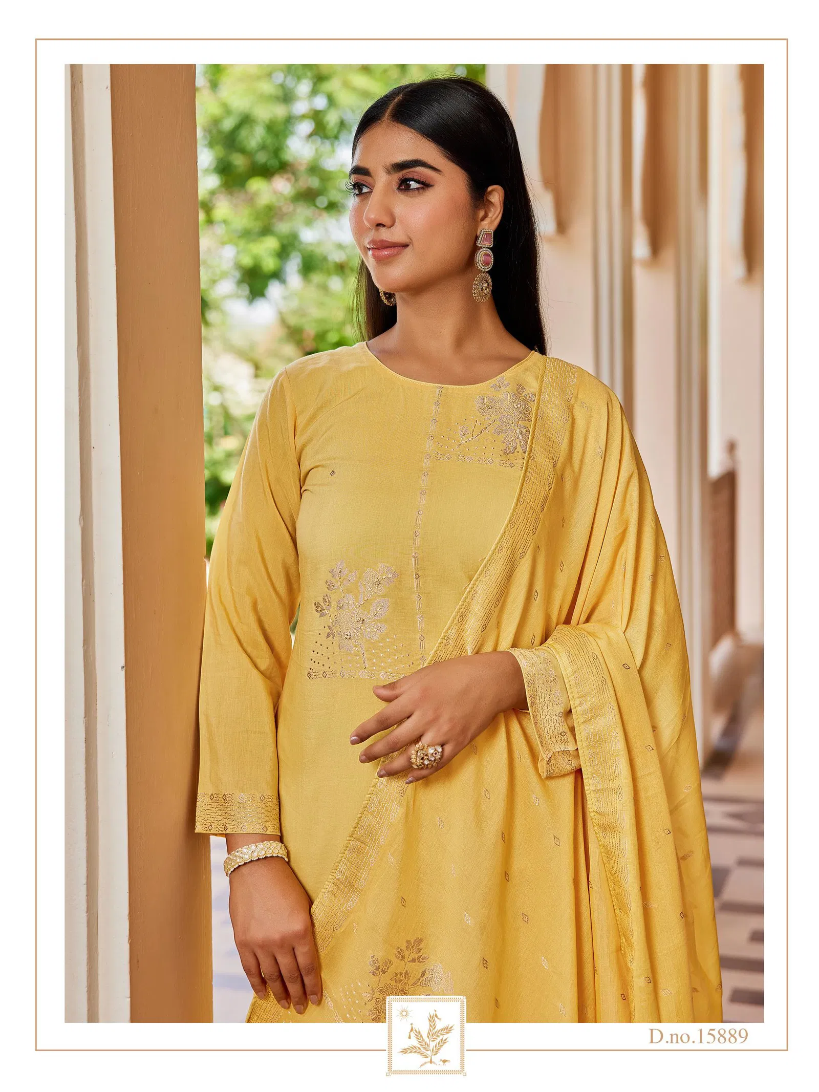 Ibiza Khanak Mul Chanderi Jacquard Handworked Salwar Kameez