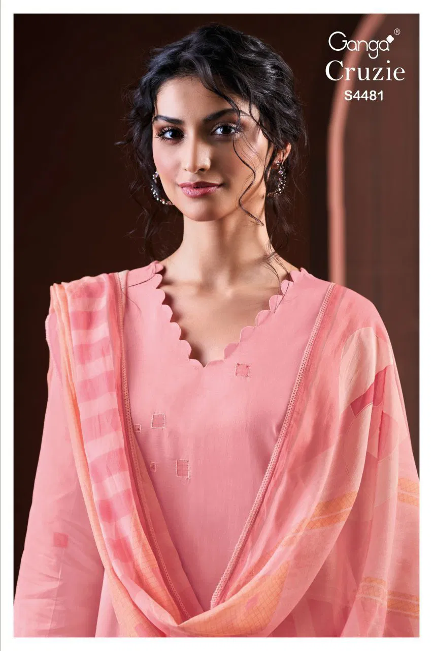 Ganga Cruzie S 4481 Cotton Printed With Handworked Salawar Kameez
