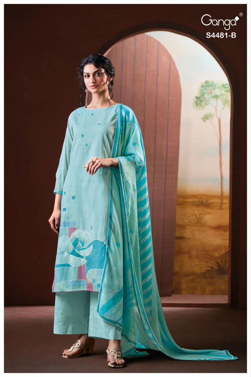 Ganga Cruzie S 4481 Cotton Printed With Handworked Salawar Kameez