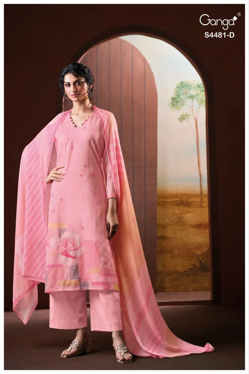 Ganga Cruzie S 4481 Cotton Printed With Handworked Salawar Kameez