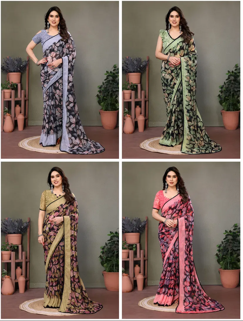 Aarti 2 Chiffon Flower Printed Fancy Saree Collection