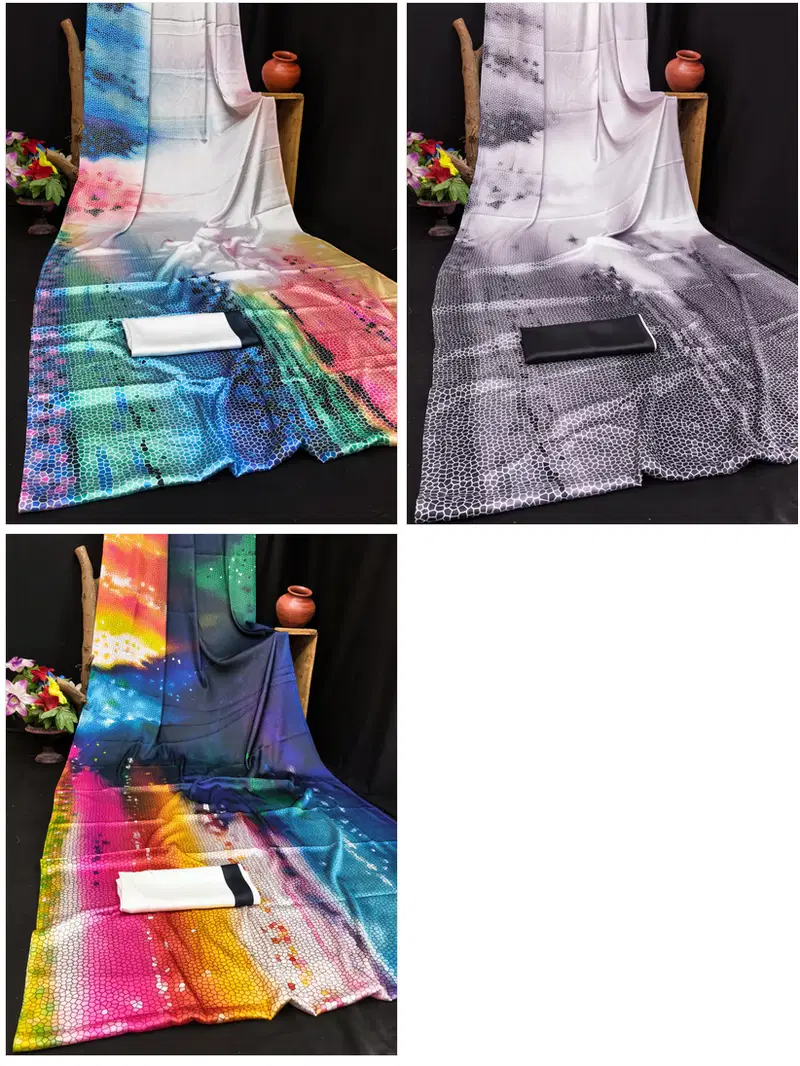 Sf Rainbow Japan Satin Maze Printed Fancy Saree Collection
