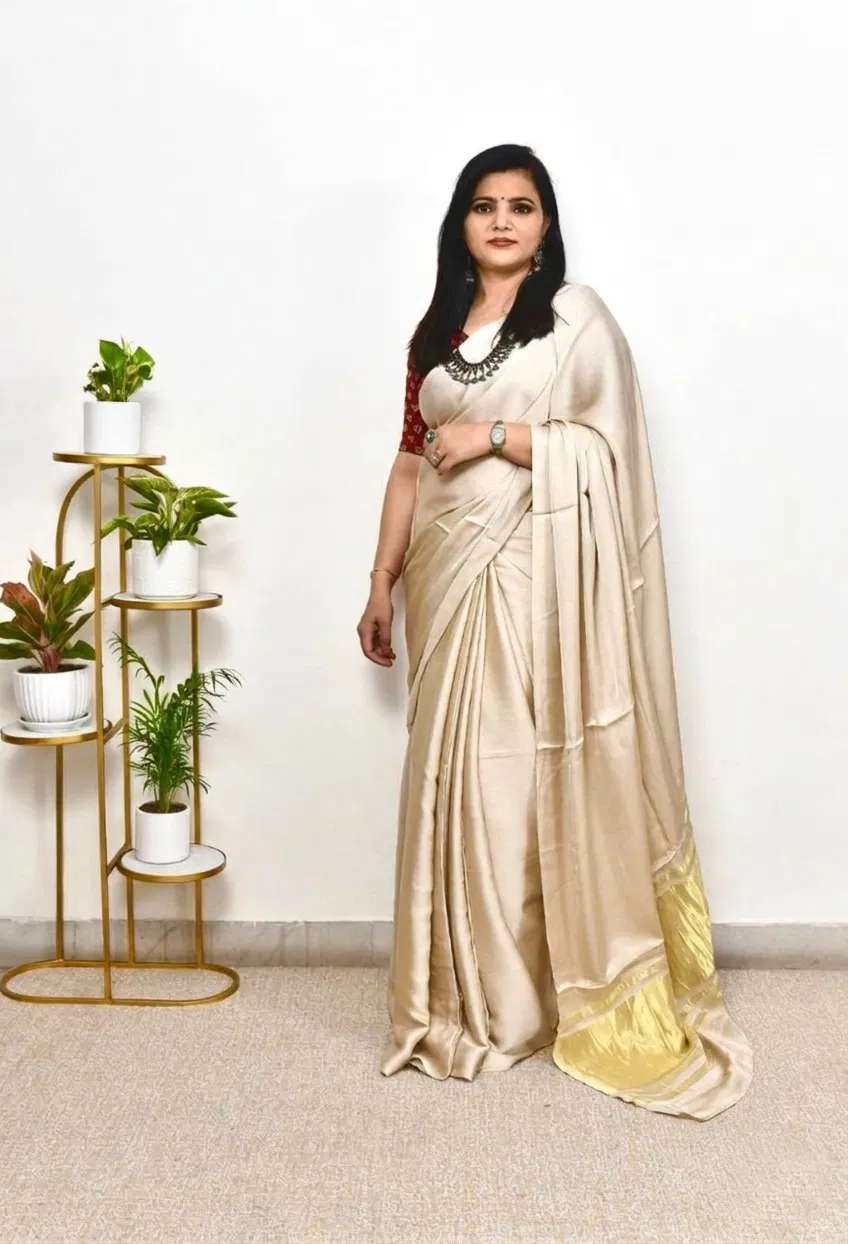 Sb Lagdi Patta A Pure Gajji Silk Plain Lagdi Patta Saree Collection