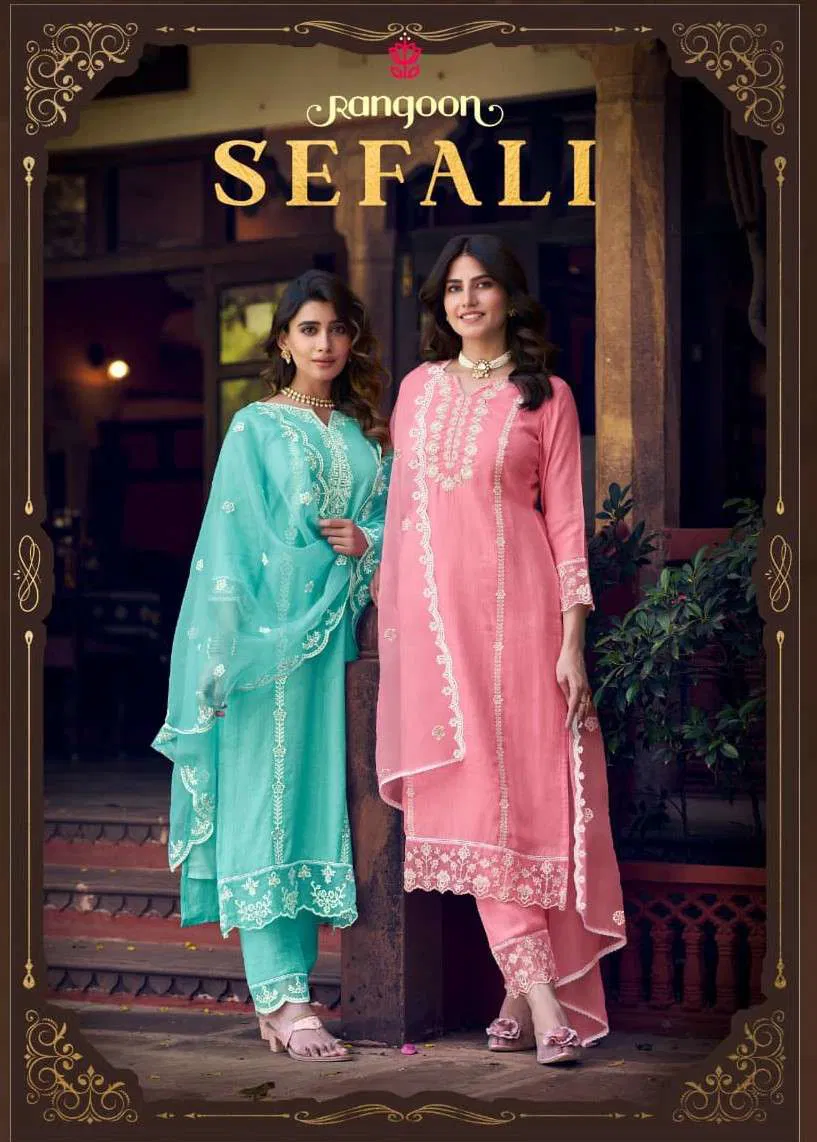 Rangoon Sefali Viscose With Fancy Worked Kurti With Bottom Dupatta