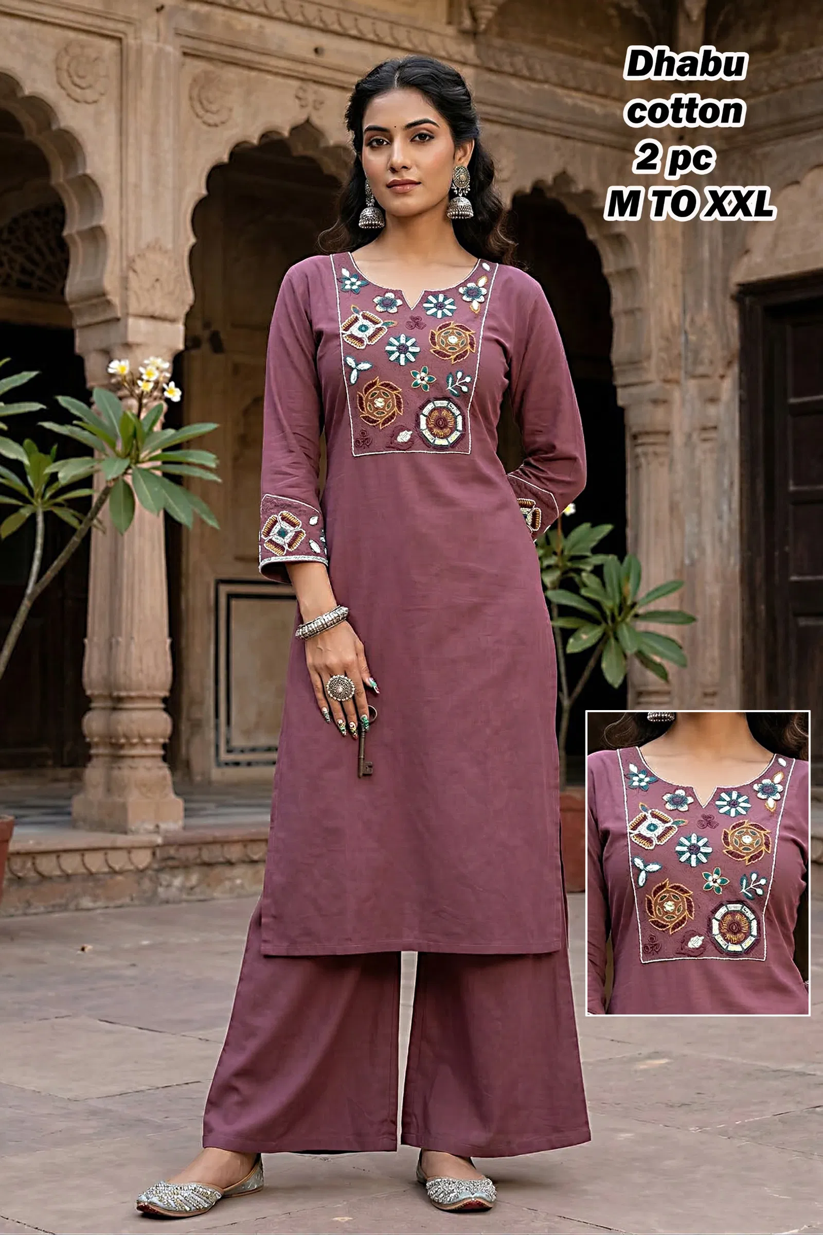 Naisha K 762 Dhabu Cotton Casual Wear Kurti With Bottom Collection