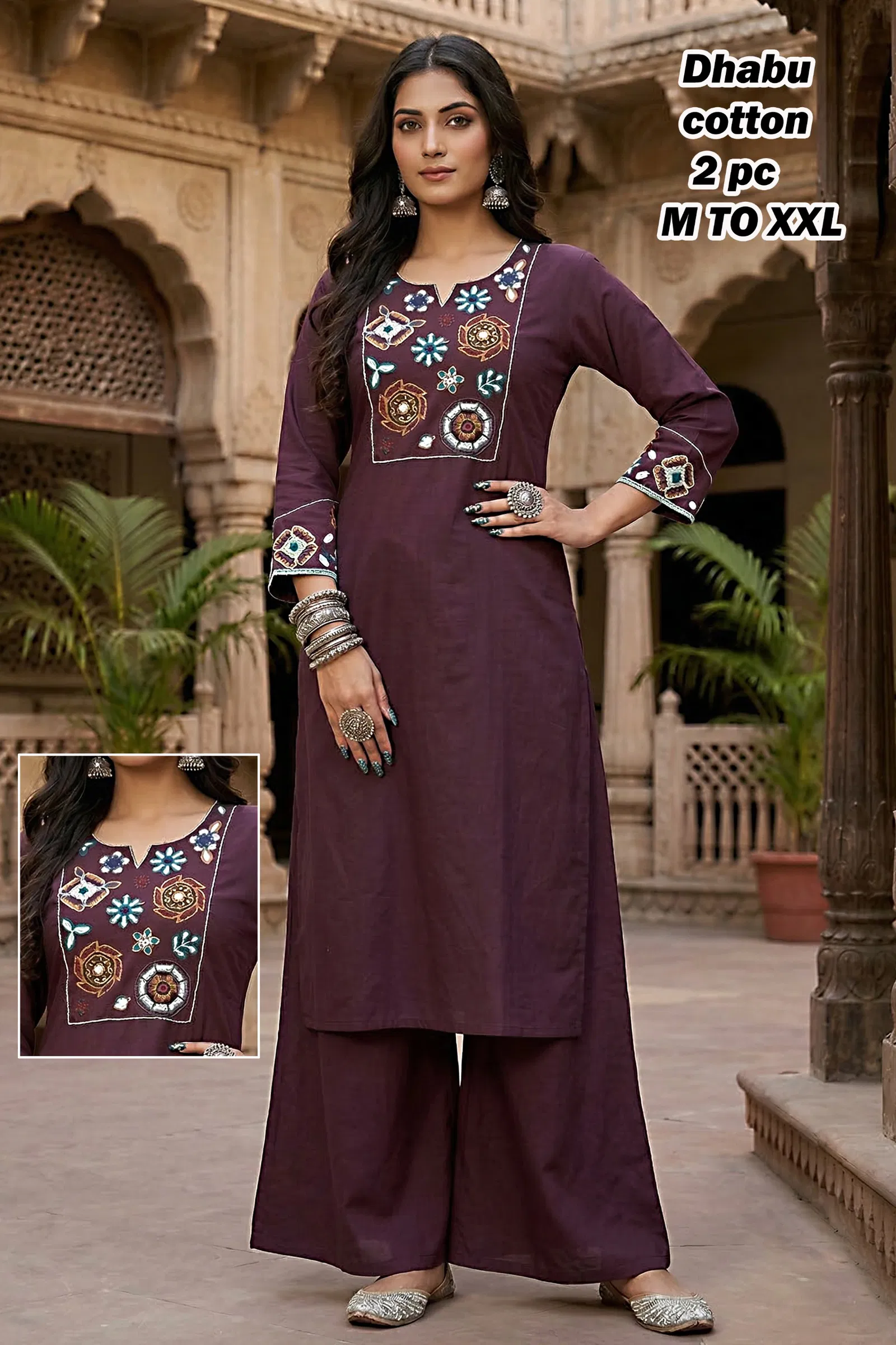 Naisha K 762 Dhabu Cotton Casual Wear Kurti With Bottom Collection