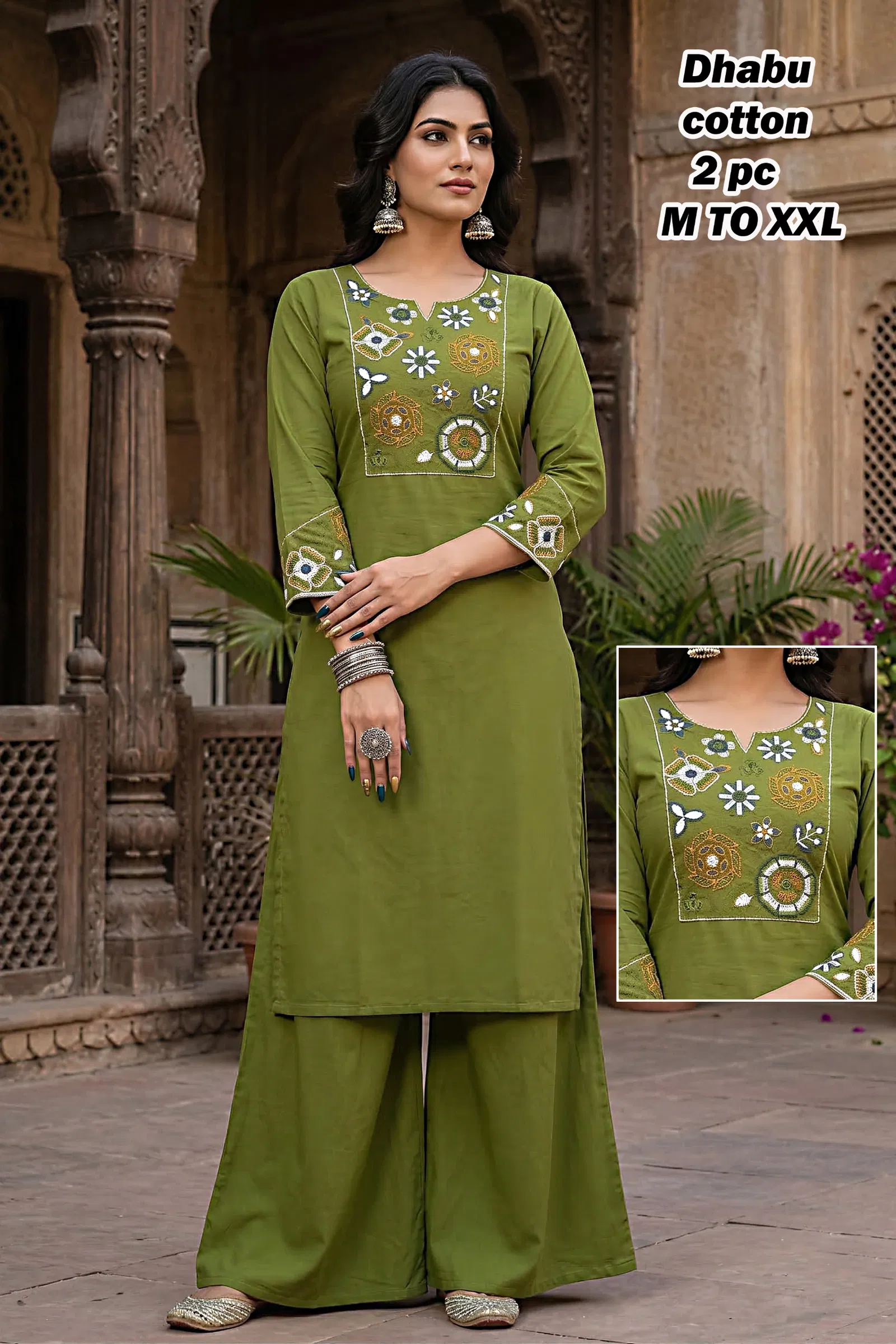 Naisha K 762 Dhabu Cotton Casual Wear Kurti With Bottom Collection