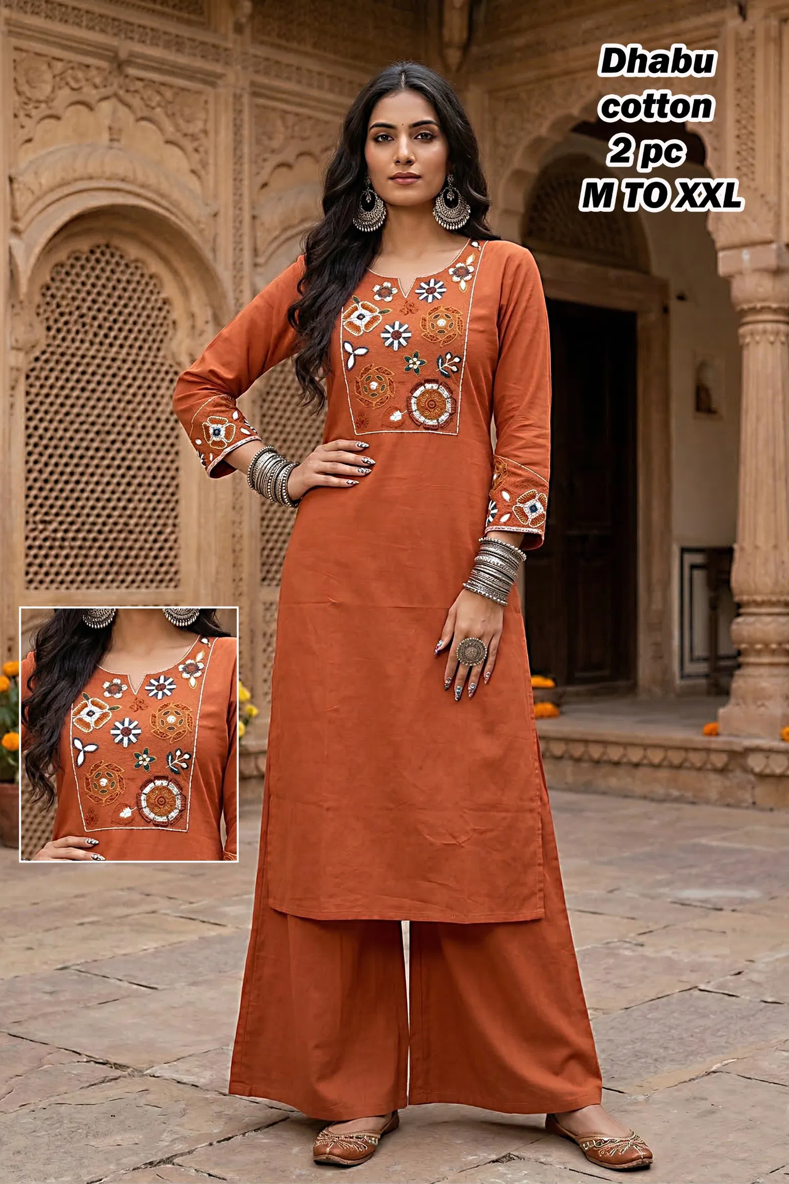 Naisha K 762 Dhabu Cotton Casual Wear Kurti With Bottom Collection