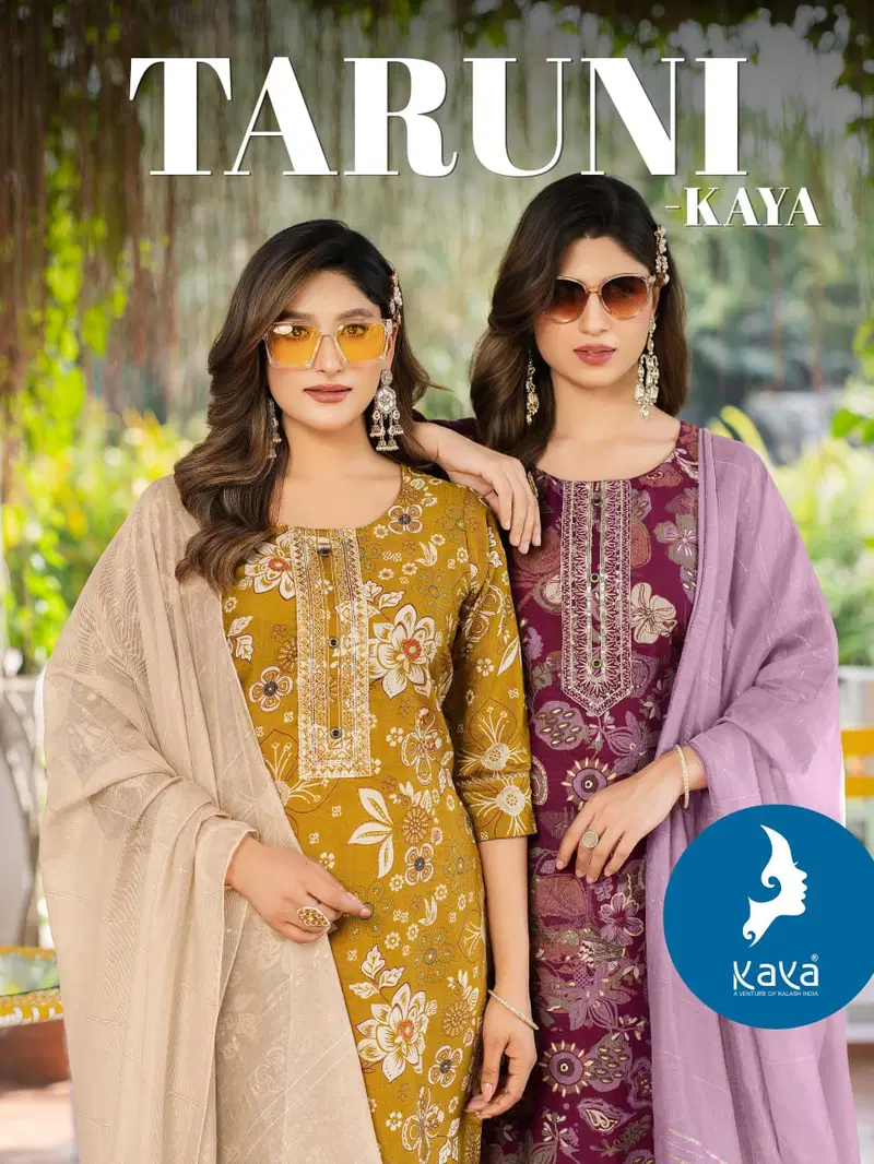 Kaya Taruni Vertican Printed Kurti With Bottom Dupatta