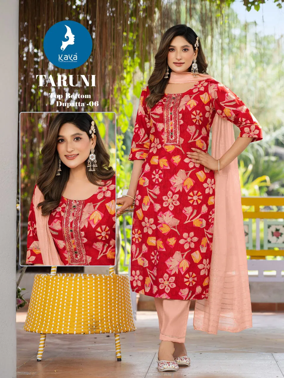 Kaya Taruni Vertican Printed Kurti With Bottom Dupatta