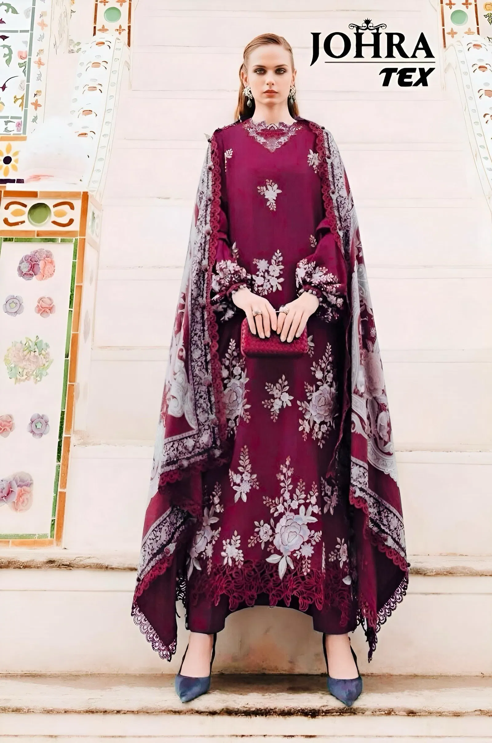 Johra Tex 194 B Rayon Cotton With Embroidered Pakistani Salwar Kameez