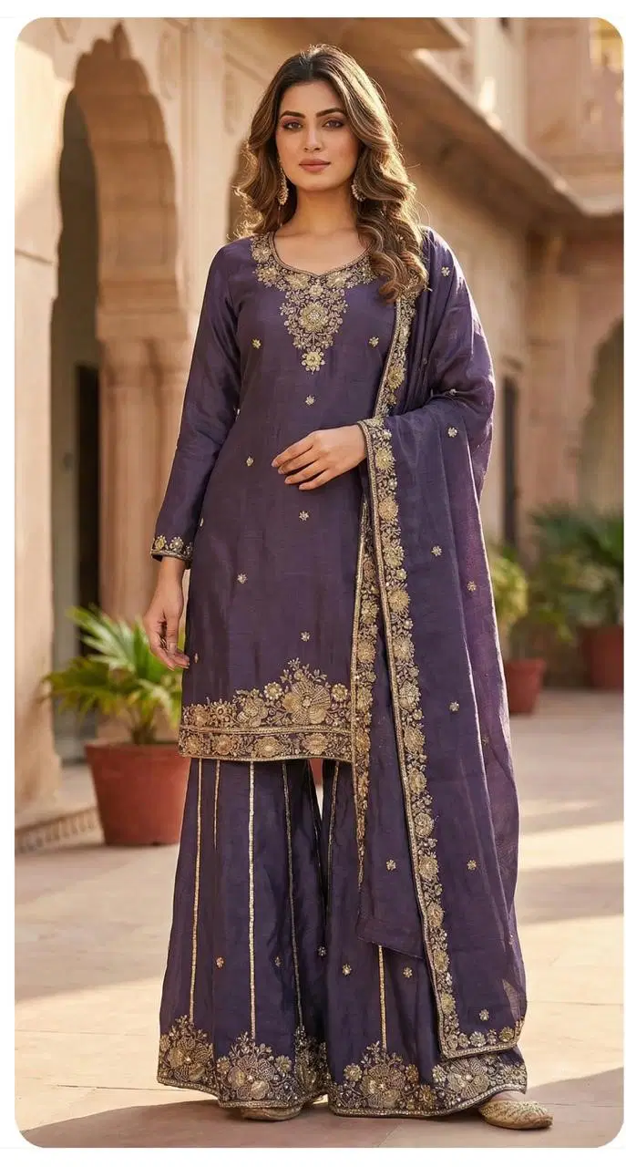 Zorista 10087 A To D Chinon Silk Premium Worked Salwar Kameez