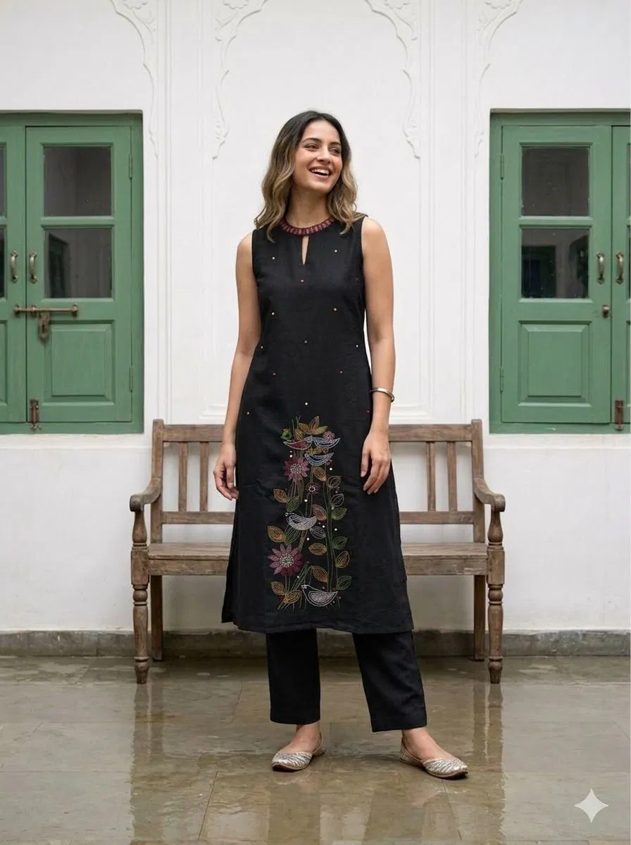 Naisha K 760 Vol 2 Cotton Flex Sleeveless With Worked Kurti With Bottom Collection