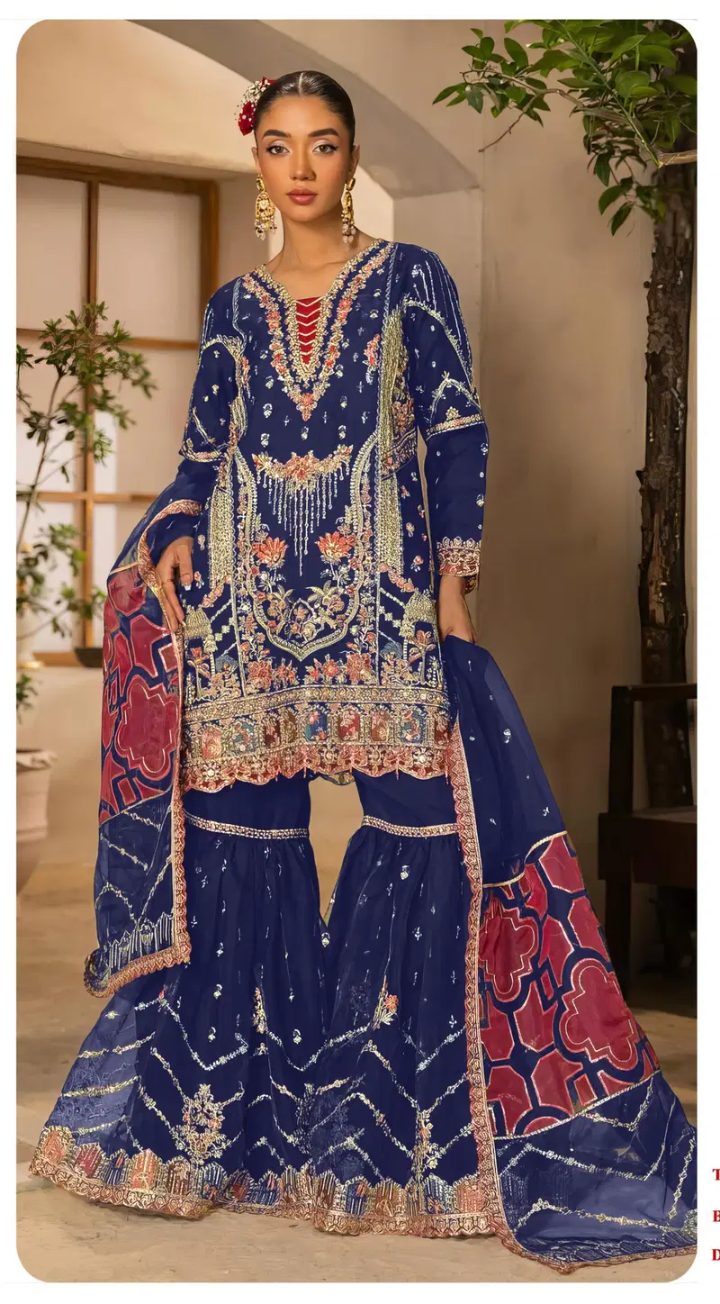 Zorista 10066 A To D Organza Silk Embroidery With Worked Salwar Kameez