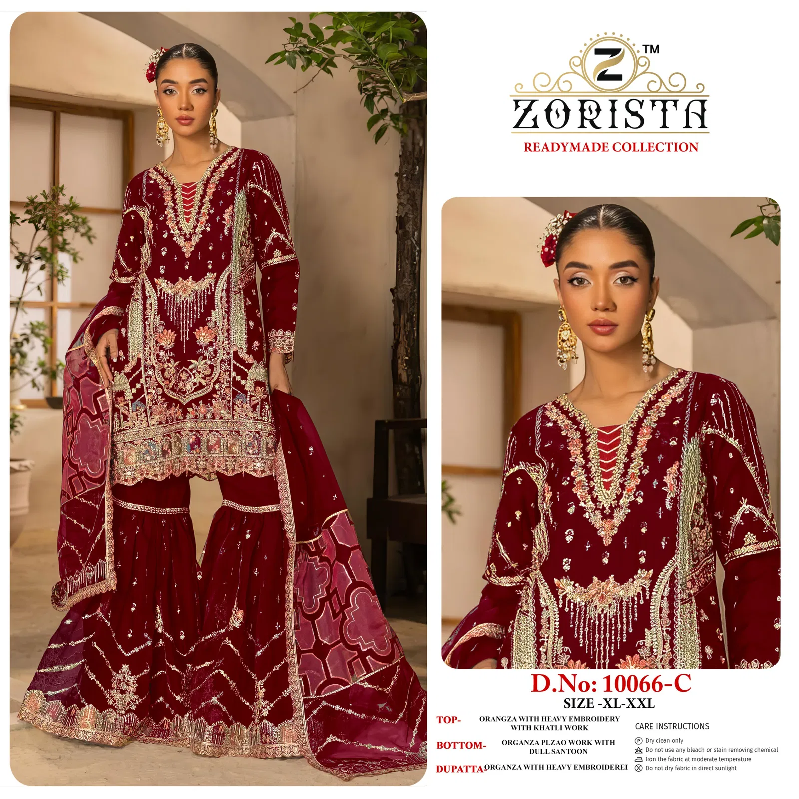 Zorista 10066 A To D Organza Silk Embroidery With Worked Salwar Kameez