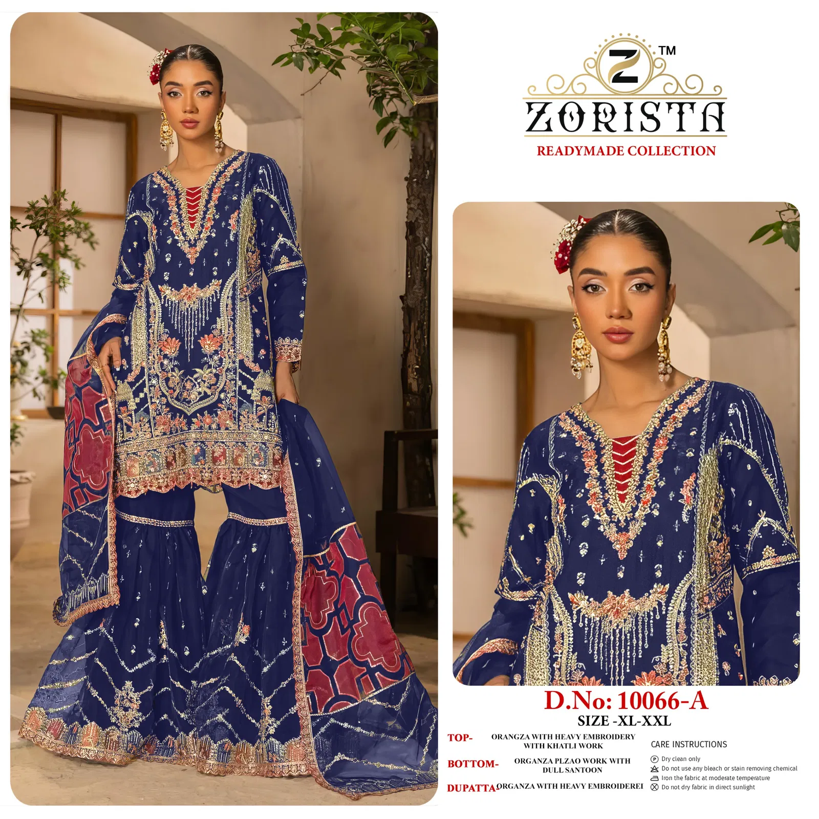 Zorista 10066 A To D Organza Silk Embroidery With Worked Salwar Kameez