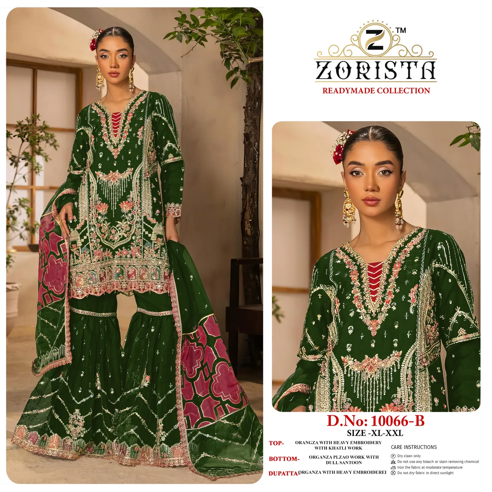 Zorista 10066 A To D Organza Silk Embroidery With Worked Salwar Kameez