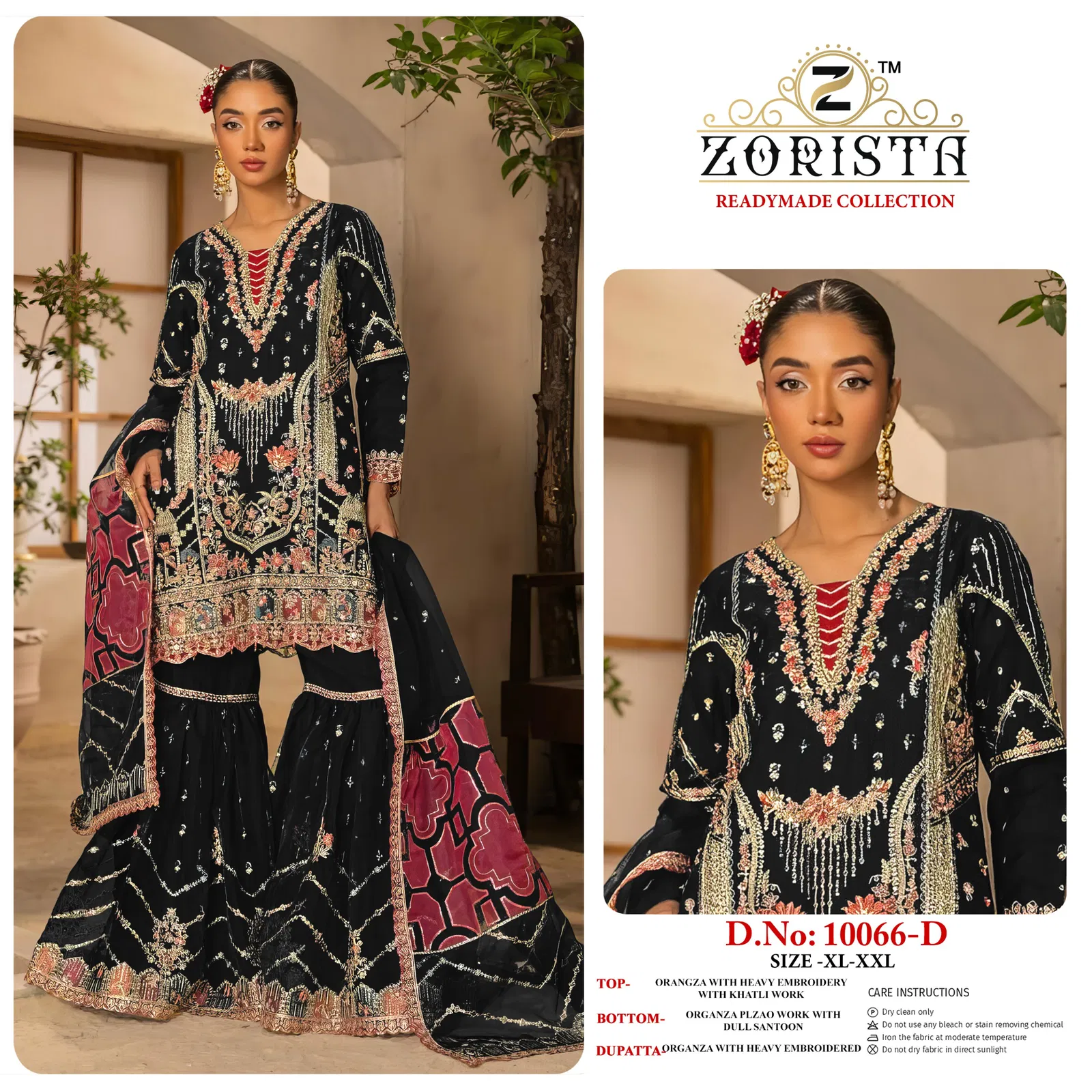 Zorista 10066 A To D Organza Silk Embroidery With Worked Salwar Kameez