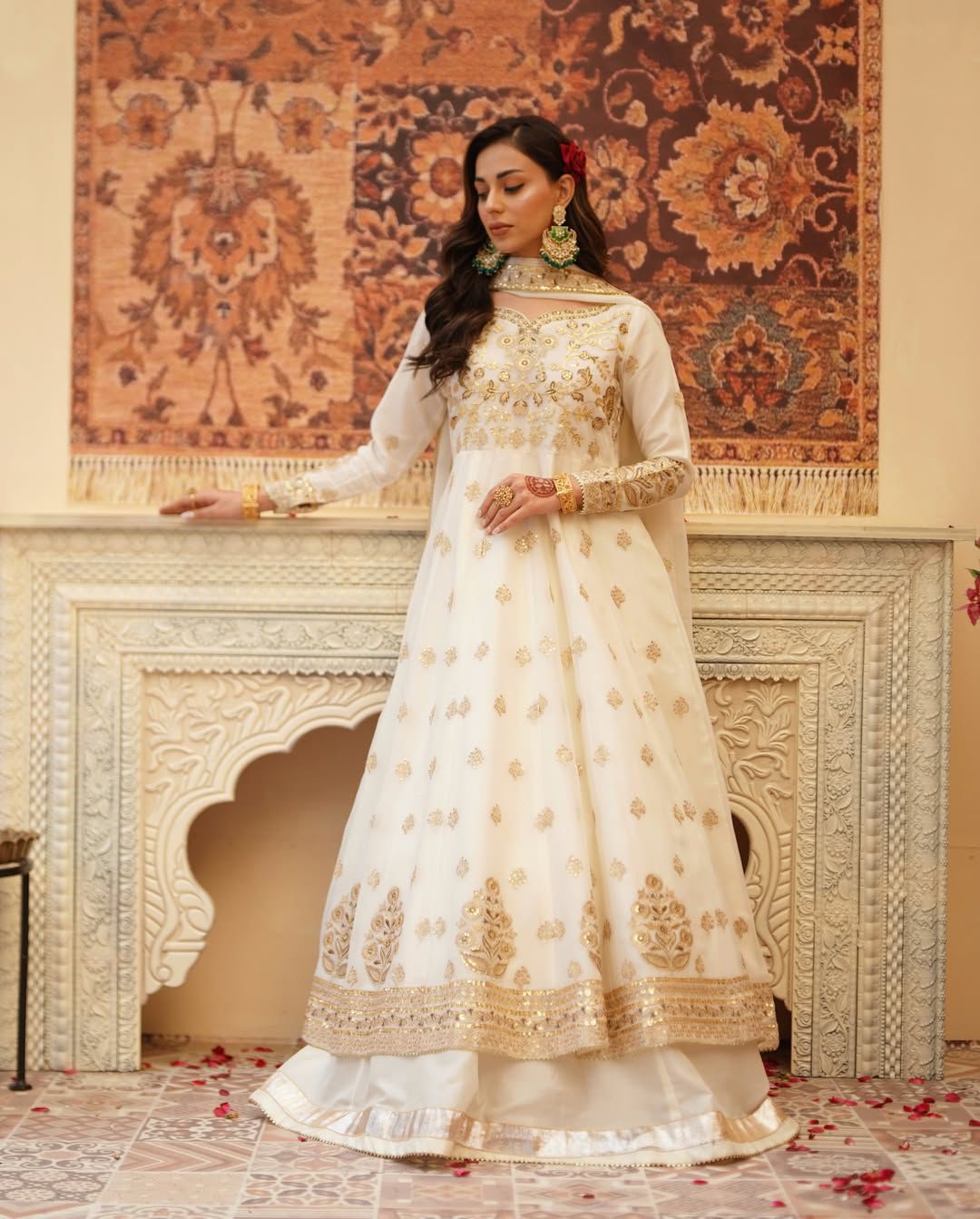 Glory KD 1587 Soft Net Gown With Lehngha Set