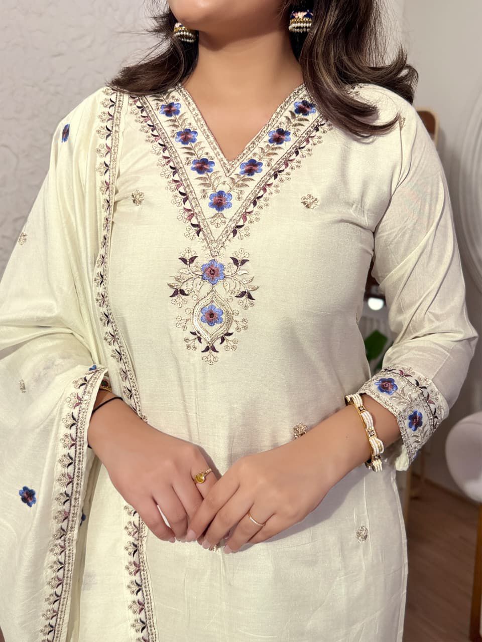 NCO 103 Lagdi Viscose Chanderi Coading Embroidery Kurti Bottom With Dupatta
