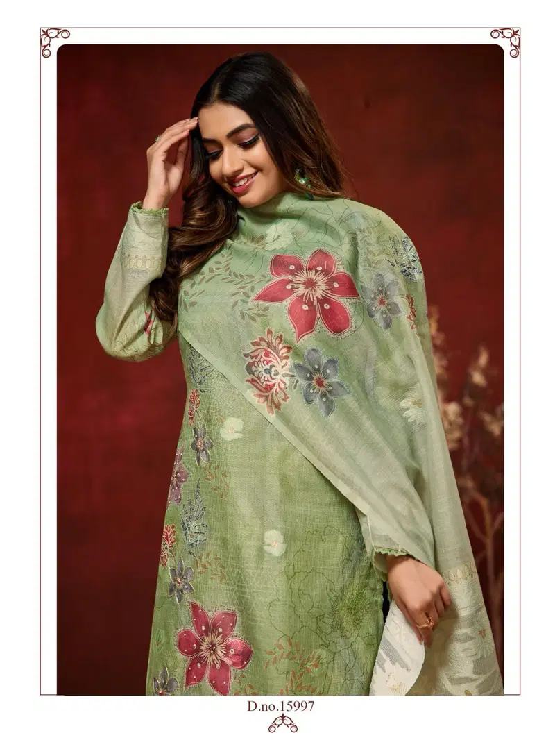 Ibiza Zarquash Pure Linen Jacquard Digital Printed Salwar Kameez