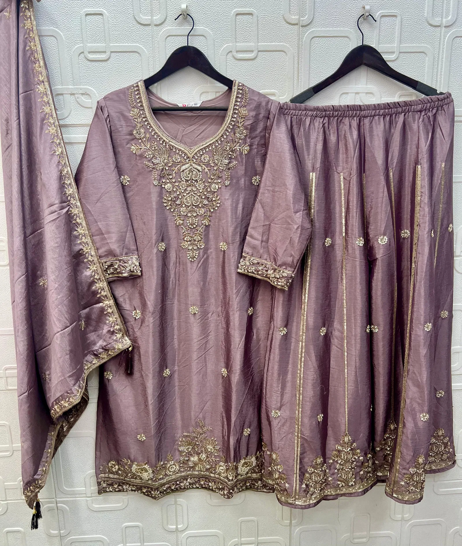 Bilqis B 265 A To D Chinon With Beads Embroidered Pakistani Salwar Kameez