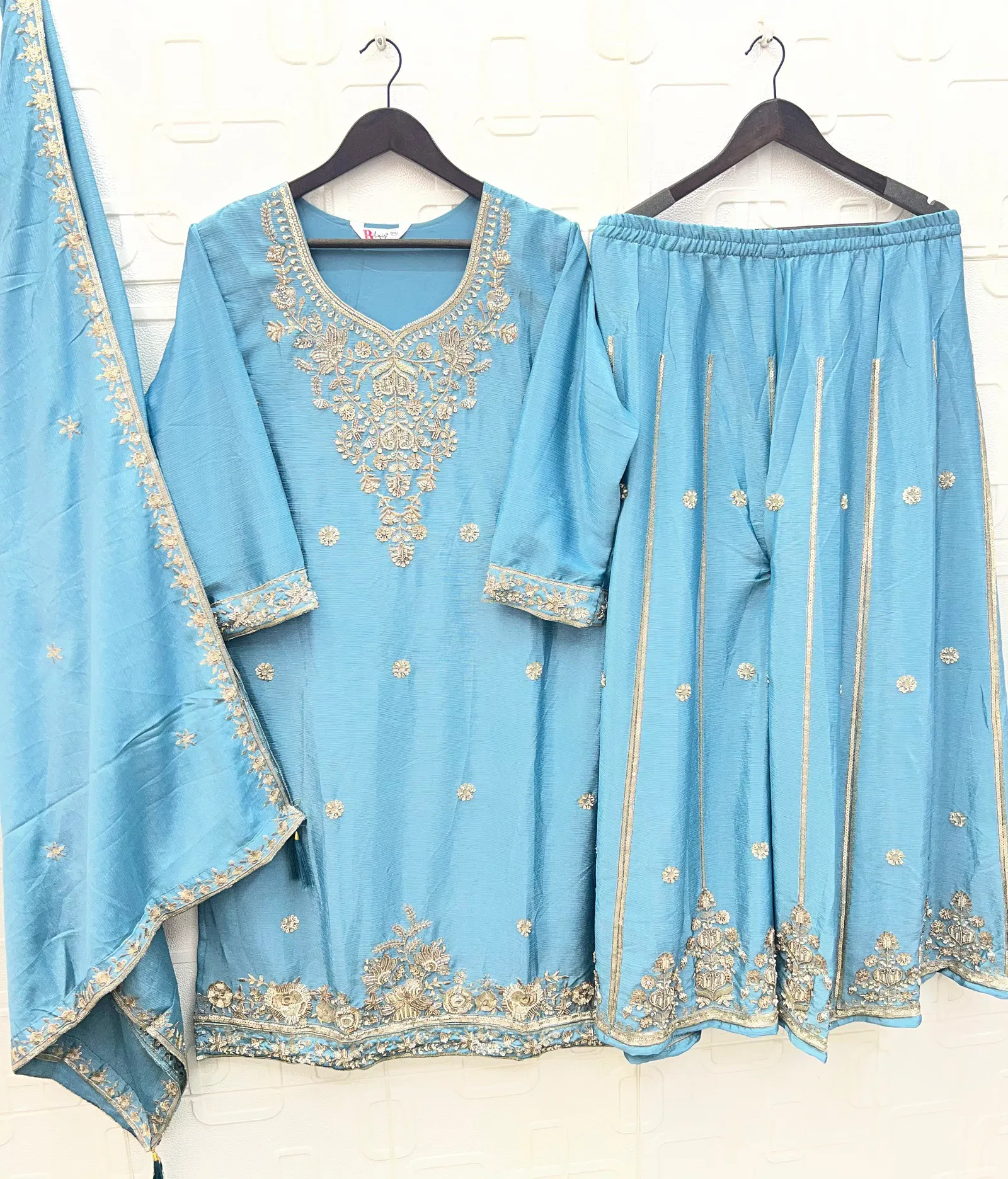 Bilqis B 265 A To D Chinon With Beads Embroidered Pakistani Salwar Kameez