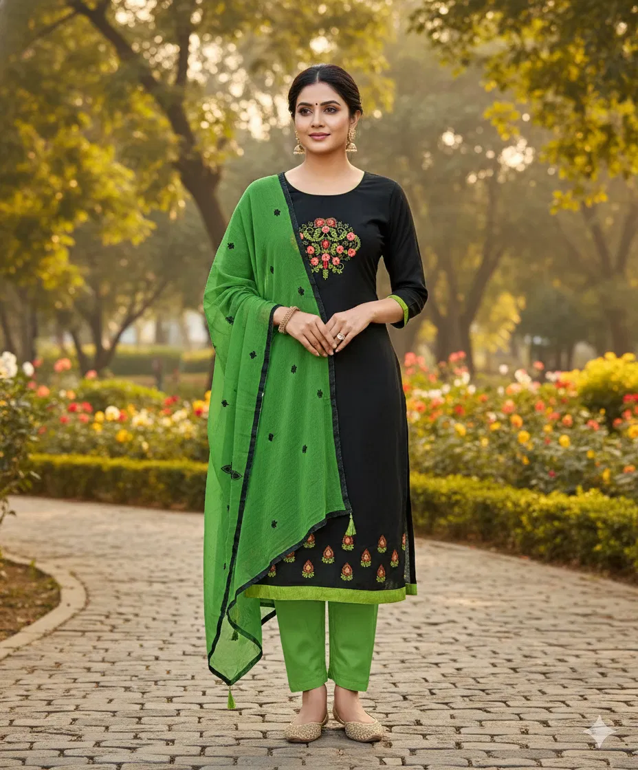 Rnx 5018 Cotton Slub Embroidery Worked Dress Material Collection