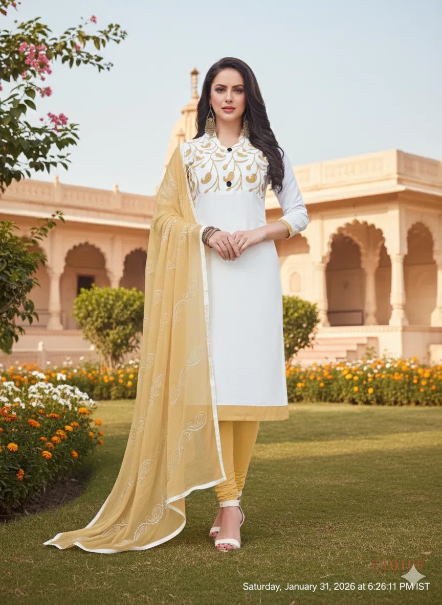 Rnx 5018 Cotton Slub Embroidery Worked Dress Material Collection