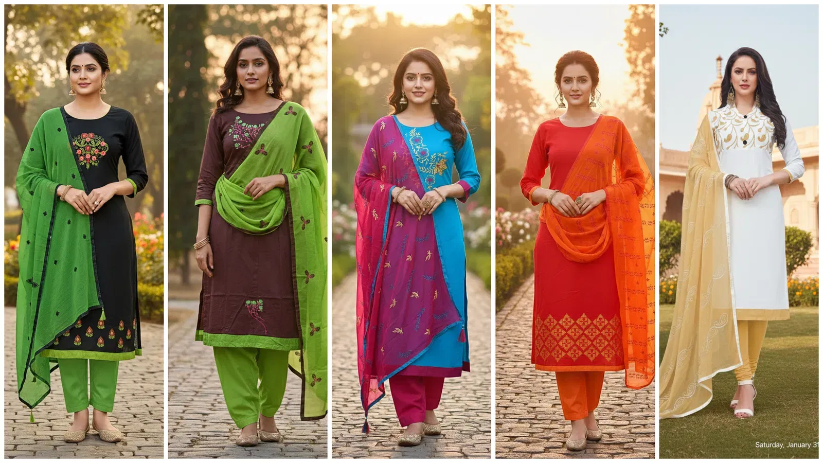 Rnx 5018 Cotton Slub Embroidery Worked Dress Material Collection