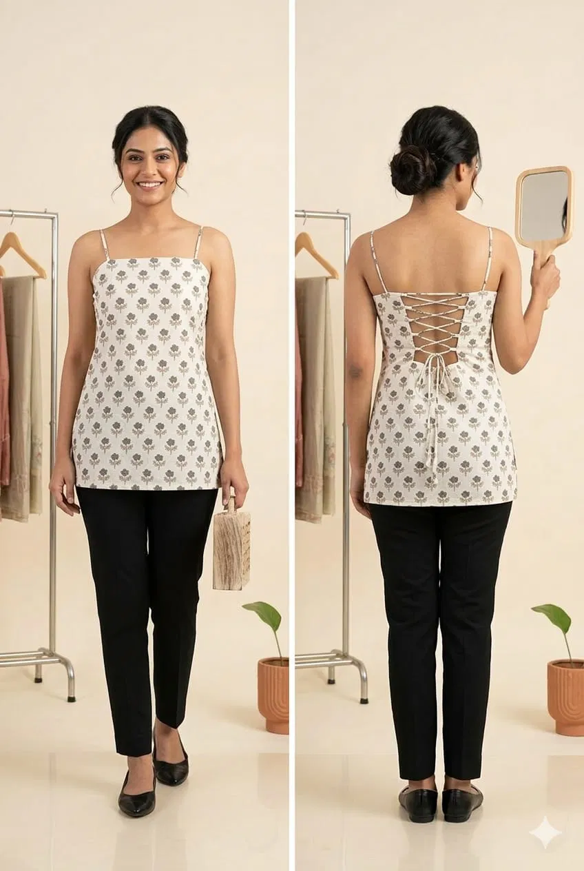 Naisha K 768 Printed Cotton Noodle Strap Stylish Tops Collection