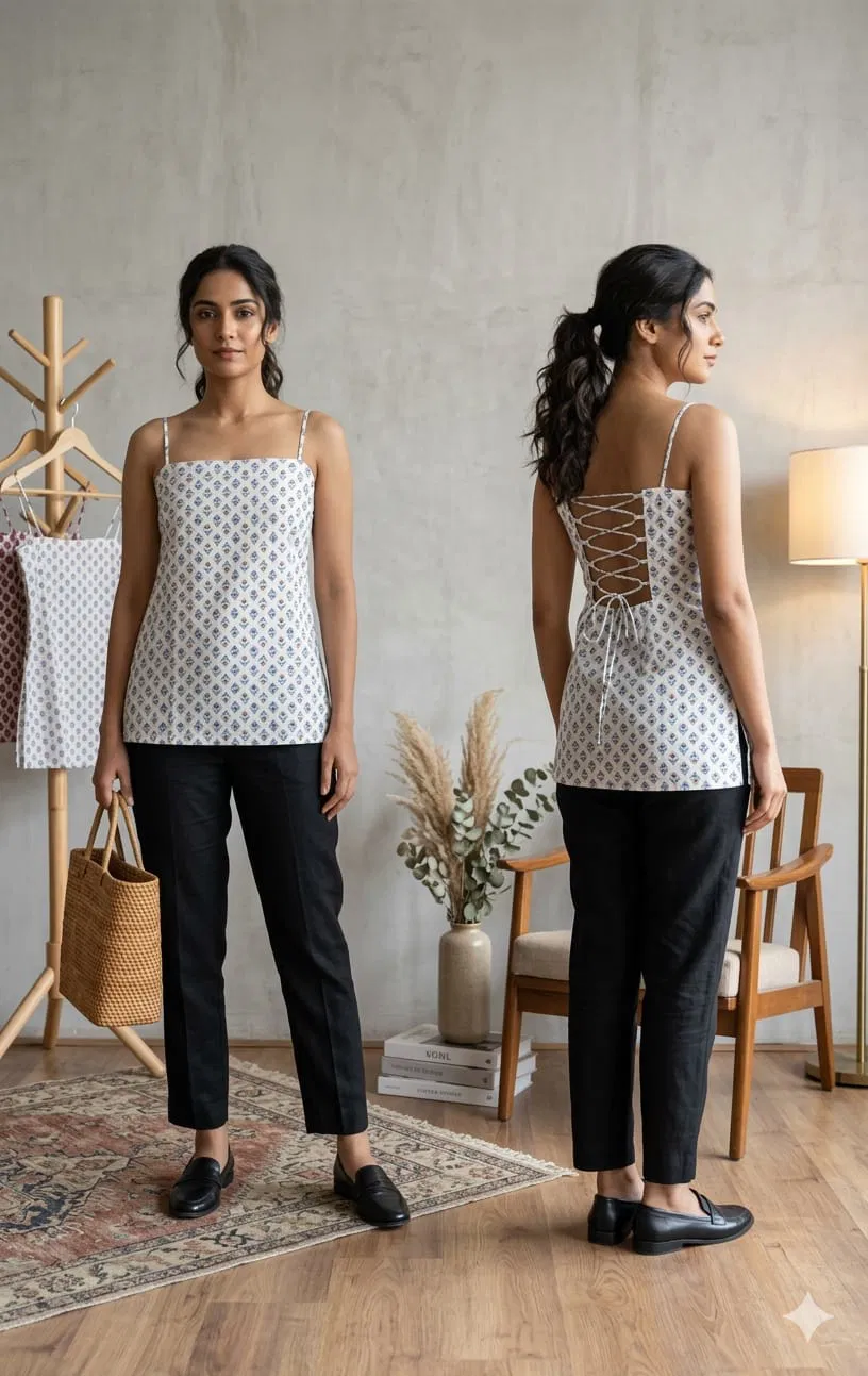 Naisha K 768 Printed Cotton Noodle Strap Stylish Tops Collection