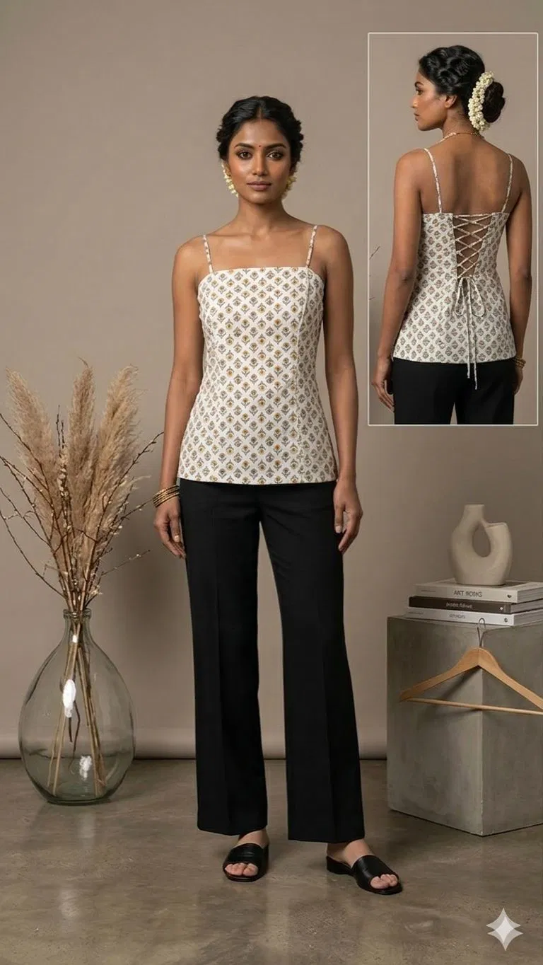 Naisha K 768 Printed Cotton Noodle Strap Stylish Tops Collection