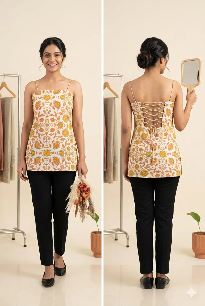 Naisha K 768 Printed Cotton Noodle Strap Stylish Tops Collection