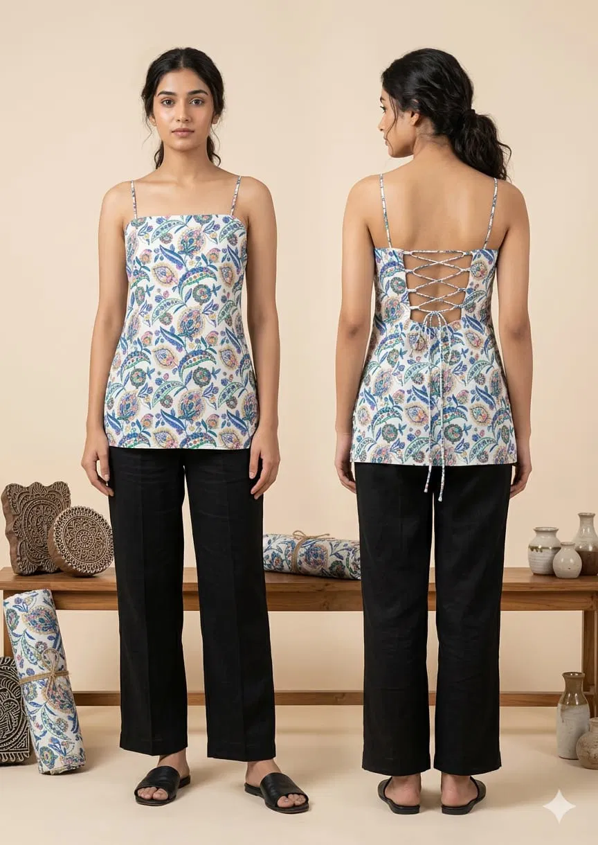 Naisha K 768 Printed Cotton Noodle Strap Stylish Tops Collection