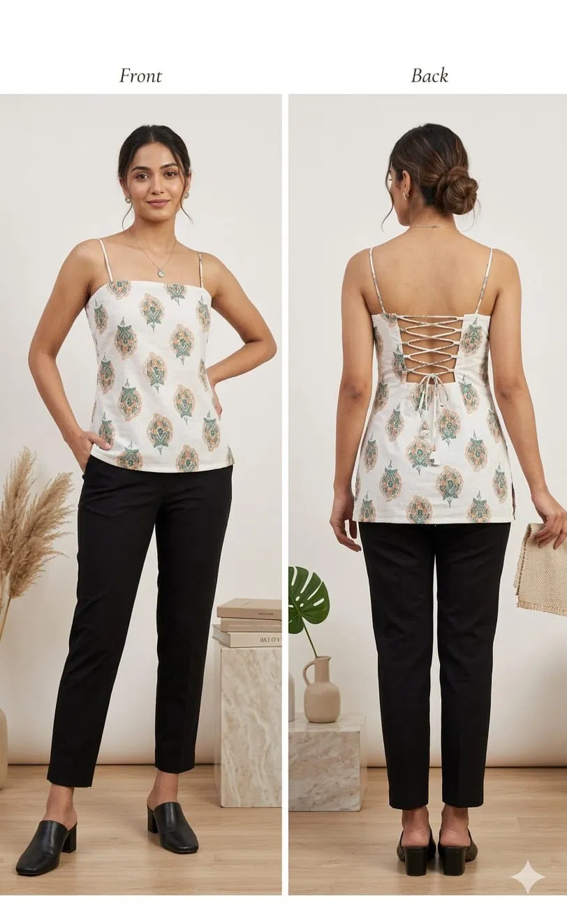 Naisha K 768 Printed Cotton Noodle Strap Stylish Tops Collection