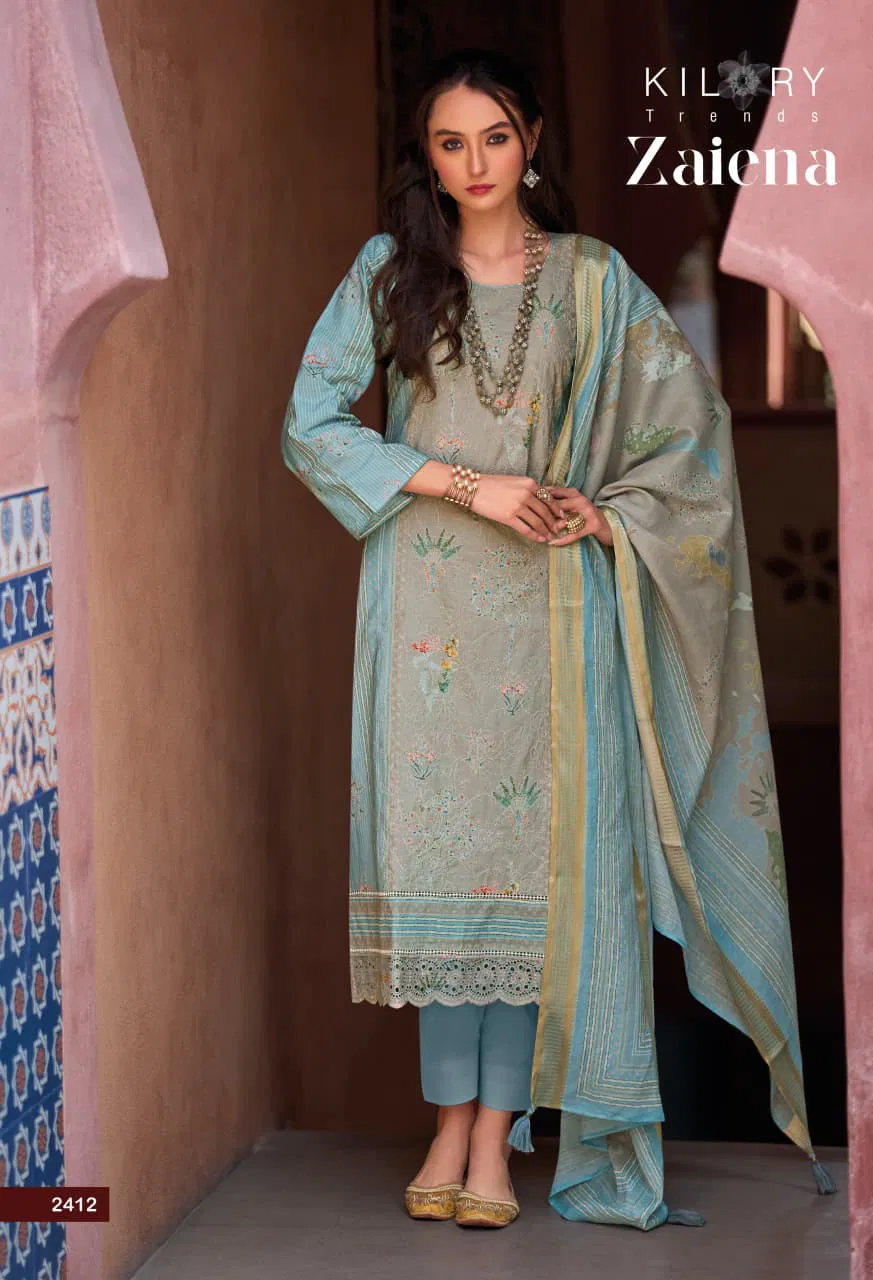 Kilory Zaiena Lawn Cotton Digital Printed With Embroiedered Salwar Kameez