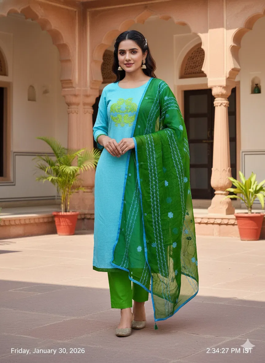 Rnx 5017 Modal Chanderi Embroidery Worked Dress Material Collection