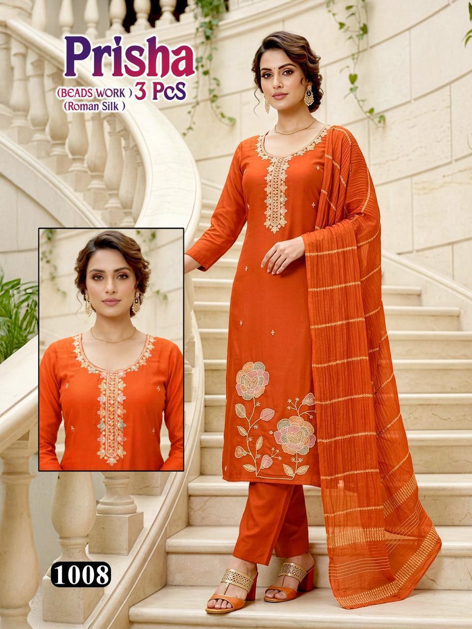 Dnp Prisha Roman Silk Top With Bottom And Dupatta