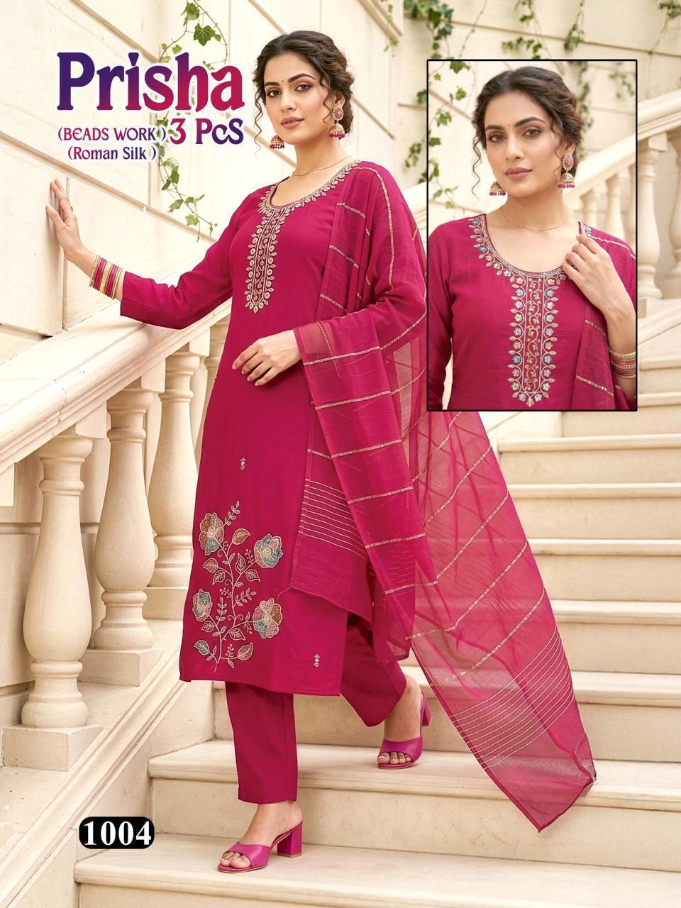 Dnp Prisha Roman Silk Top With Bottom And Dupatta