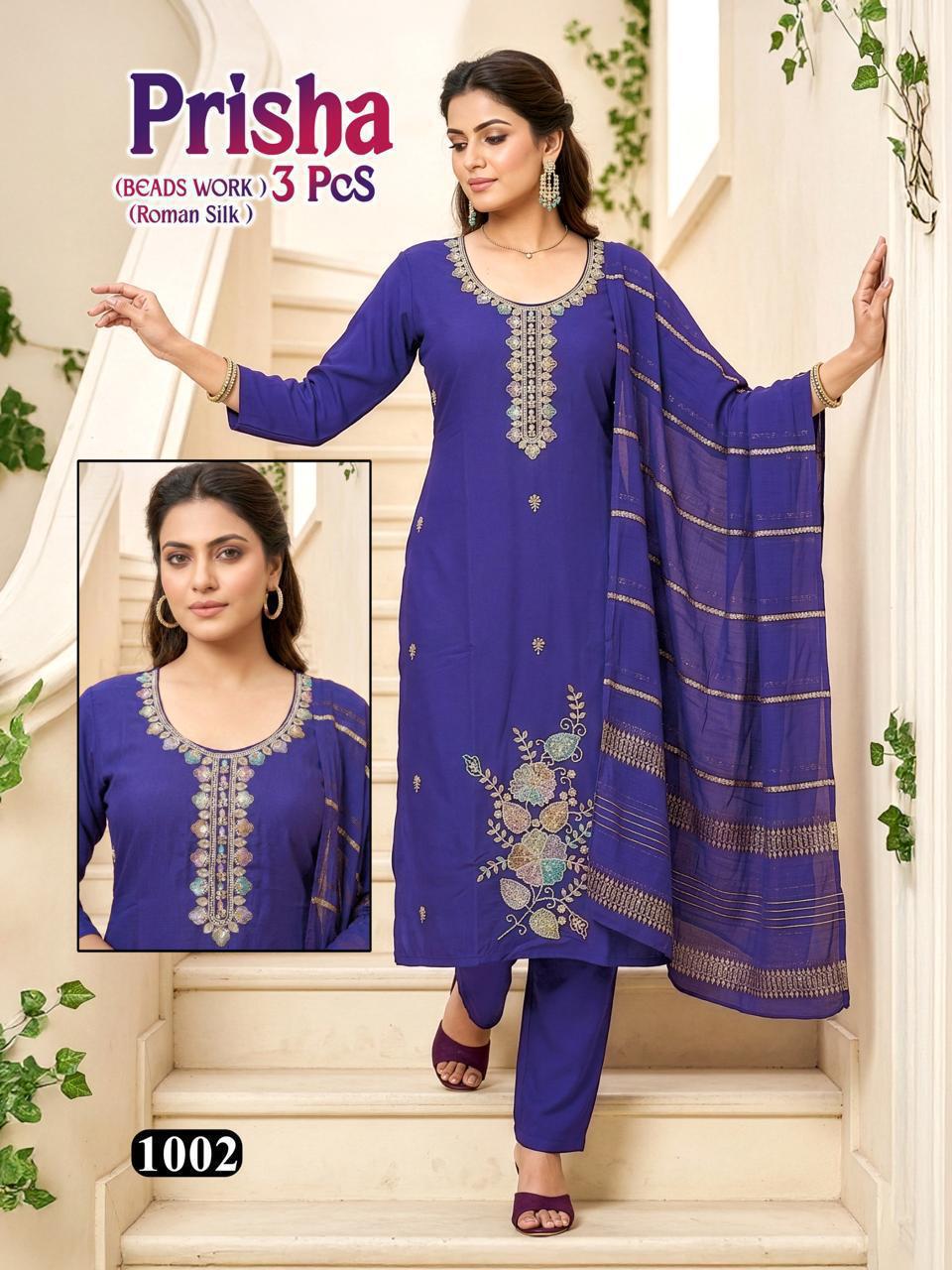 Dnp Prisha Roman Silk Top With Bottom And Dupatta