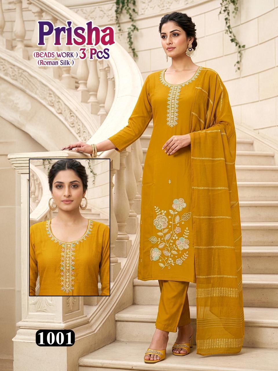 Dnp Prisha Roman Silk Top With Bottom And Dupatta